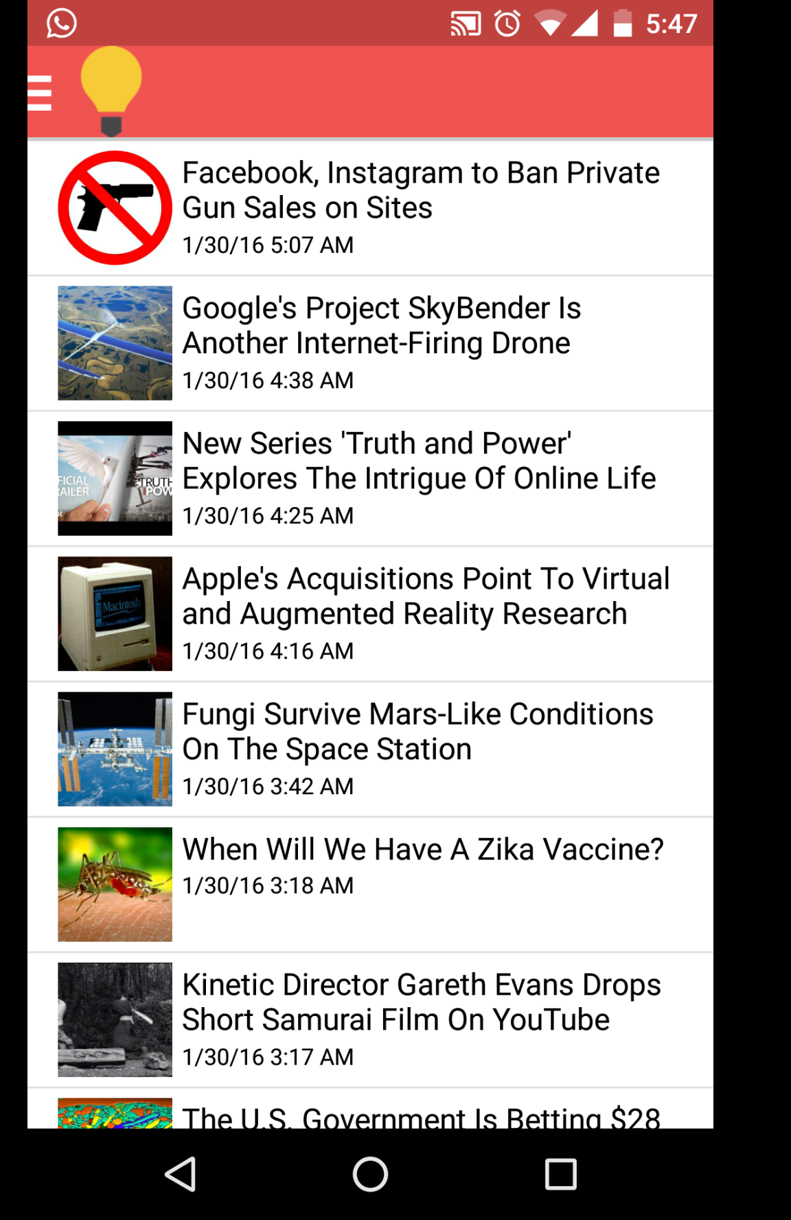 Android application Atom-Science News screenshort