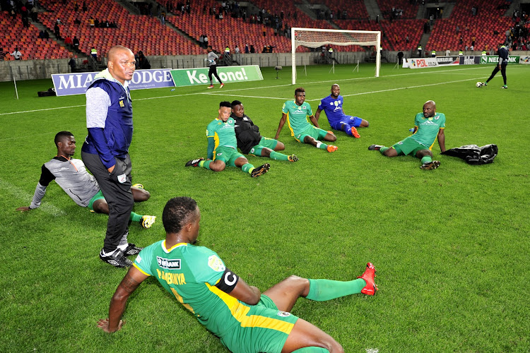 Baroka FC warm down after the 2018 Nedbank Cup quarterfinal game against Kaizer Chiefs at Nelson Mandela Bay Stadium in Port Elizabeth on 31 March 2018.