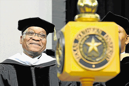 WITHOUT HONOURS: President Jacob Zuma after receiving an honorary doctorate from Texas Southern University in Houston. But the ANC under him has lost its moral compass, says the writer Picture: