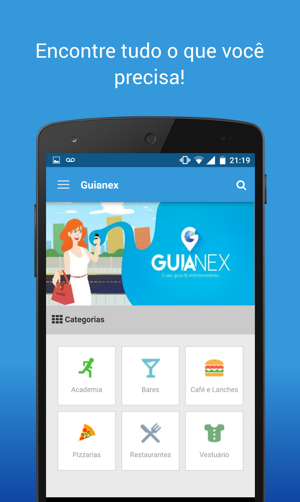 Android application GuiaNex - Procurou, Achou screenshort
