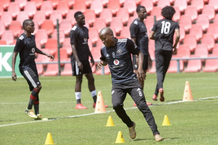 Thabo Matlaba of Orlando Pirates during a training session at Rand Stadium on March 12 2018 in Johannesburg, South Africa.