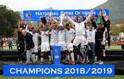 Stellenbosch FC celebrate after winning promotion to the Absa Premiership on May 5 2019.    