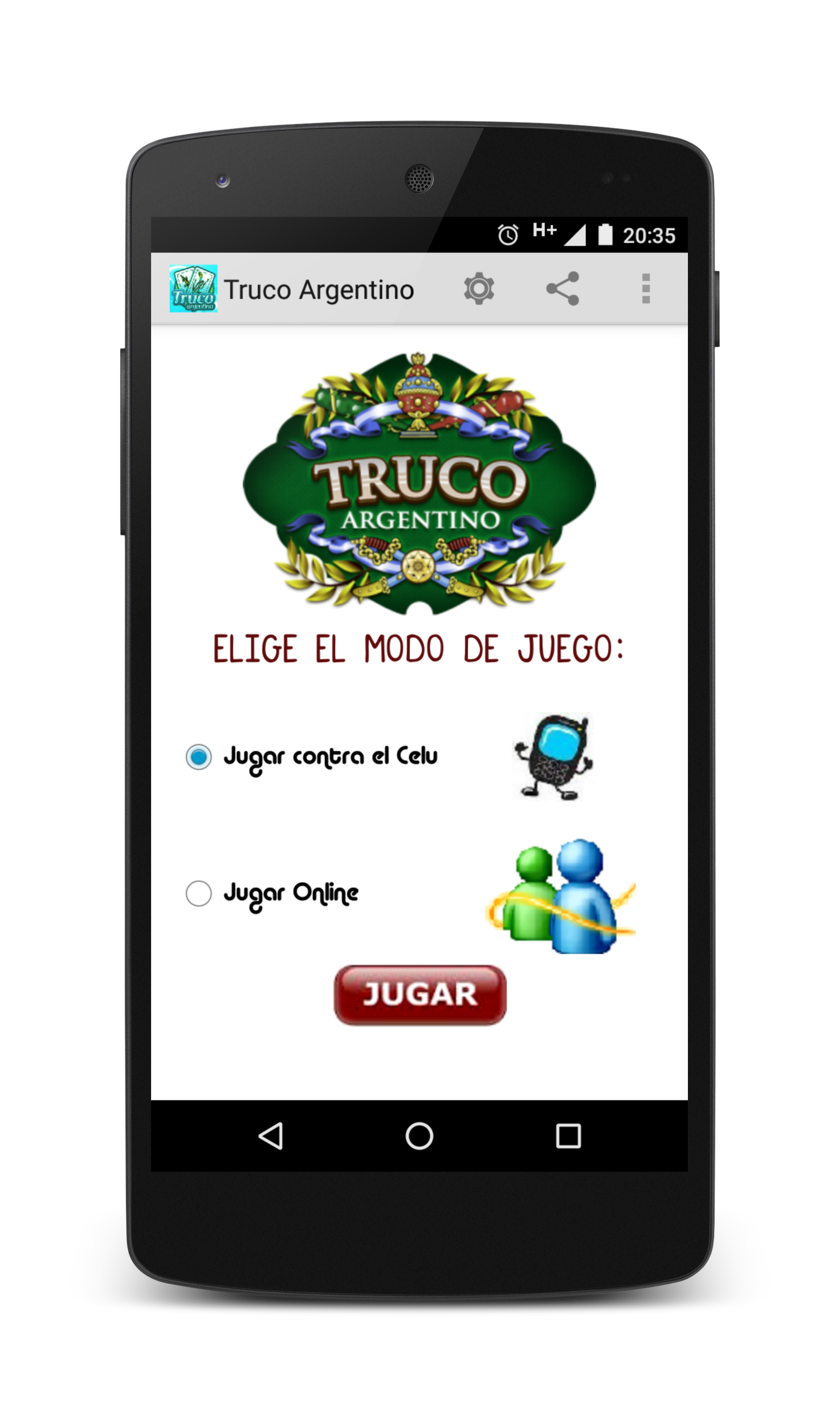 Android application Argentinean truco screenshort
