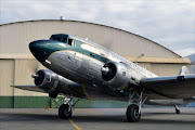WARMING UP: Springbok Classic Air's DC-3 running up her radial engines outside Hanger 5, Rand Airport, Germiston