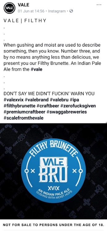 Craft beer company Vale Bru was forced to apologise for offensive adverts.