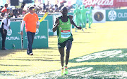 Hatiwande Nyamande nearing the finishing line at the third in the 2017 Comrades Marathon on June 04, 2017 in Durban, South Africa.