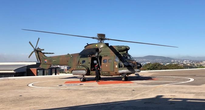 The SA Air Force Oryx on the helicopter pad at Groote Schuur Hospital in Cape Town on November 20 2020.