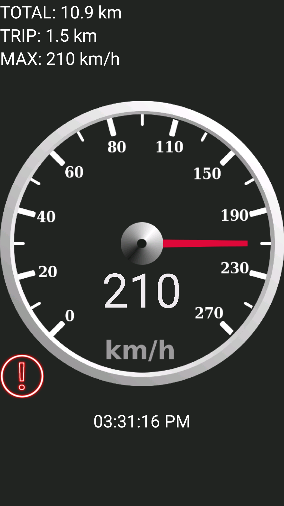 Android application GPS Speedometer screenshort
