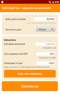 Tax Calculator - Malaysia screenshot for Android