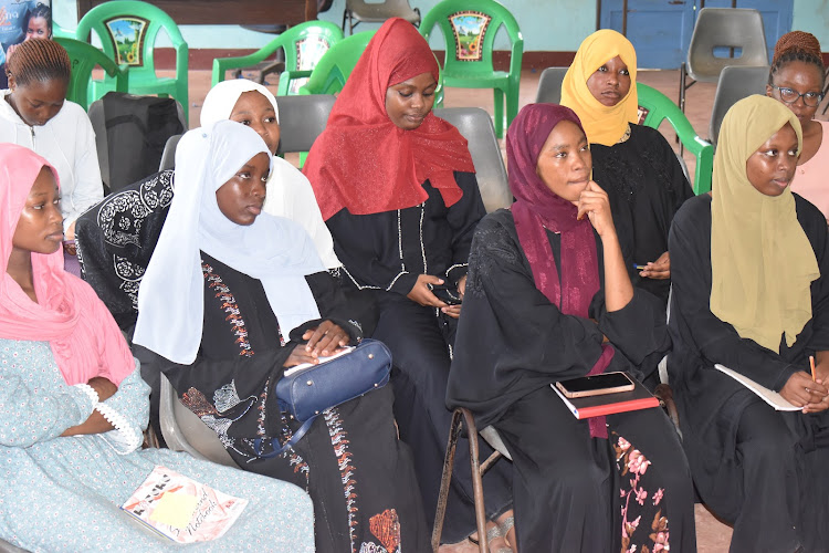 A section of girls during an empowernment programme at Msambweni Social Hall in Kwale County on Friday, April 12, 2024.
