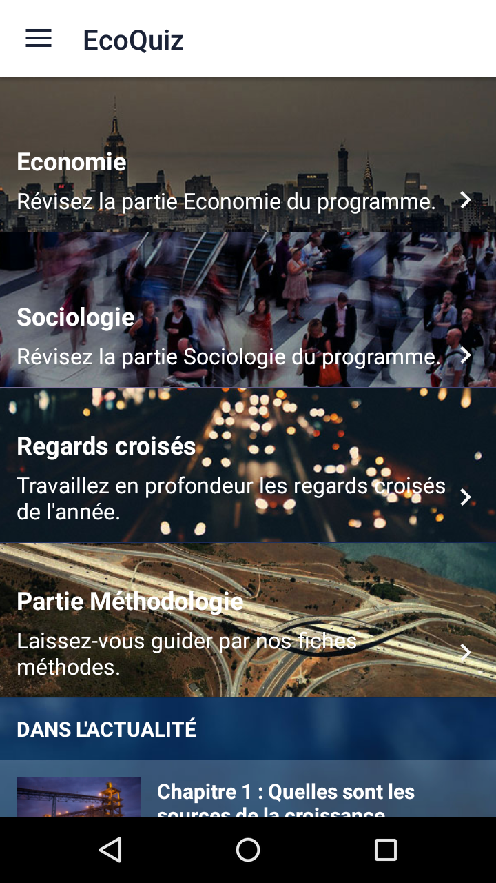 Android application EcoQuiz, révisez le Bac SES screenshort