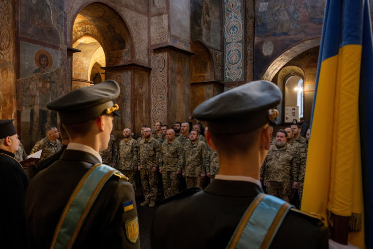 Ukrainian Army chaplains attend a graduation ceremony, amid Russia's attack on Ukraine, in the Saint Sophia Cathedral in Kyiv on March 29 2024.