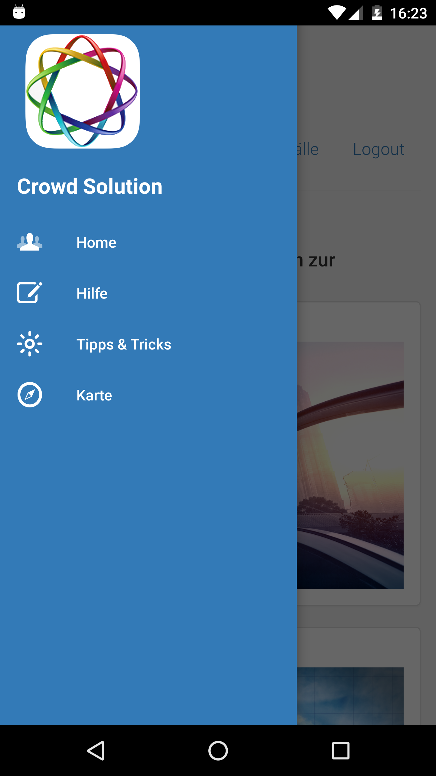 Android application Crowd Solution screenshort