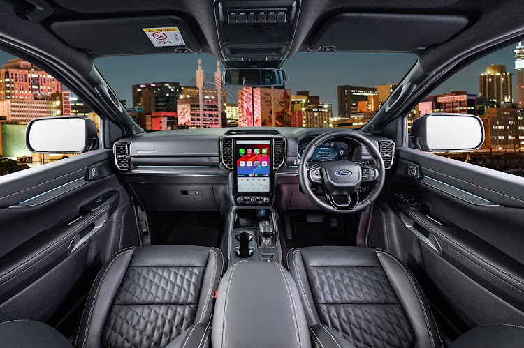Highlights of the luxurious interior include quilted leather seats and a full-width 12.4-inch LCD instrument cluster.
