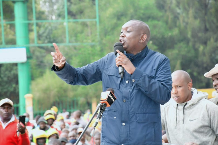 Kapseret MP Oscar Sudi when he addressed a public meeting in Eldoret on September 11, 2020.