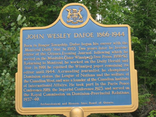 Born in Bangor Township, Dafoe began his career with the "Montreal Daily Star" in 1883. Two years later he became editor of the "Ottawa Evening Journal" following which he served on the "Manitoba...