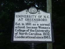 Est. in 1891 as a normal school; became Woman's College of the University of North Carolina, 1932. Coeducational since 1963.Plaque via North Carolina Highway Historical Marker Program, and is used...