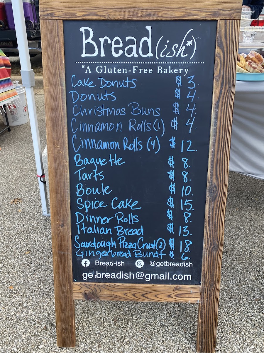 Bread-ish gluten-free menu