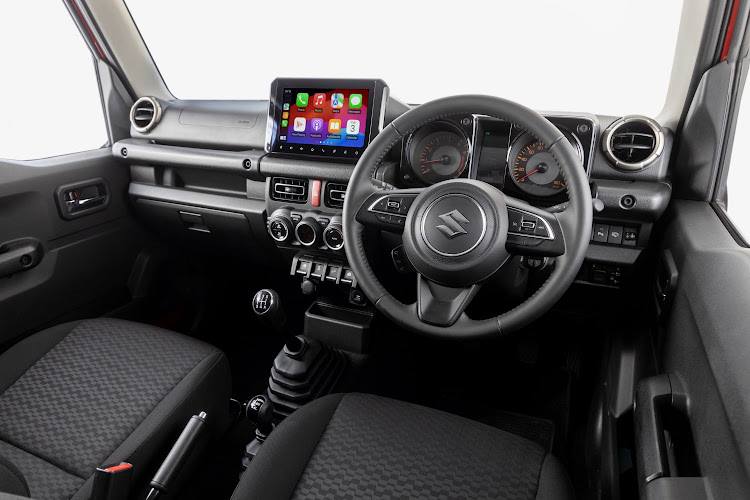 The interior combines useful tech with rugged styling