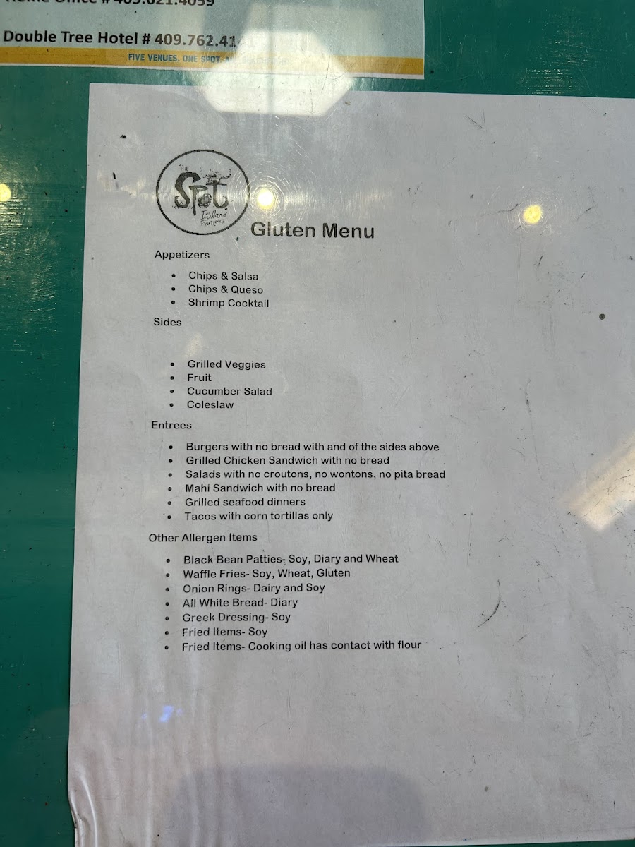 The Spot gluten-free menu