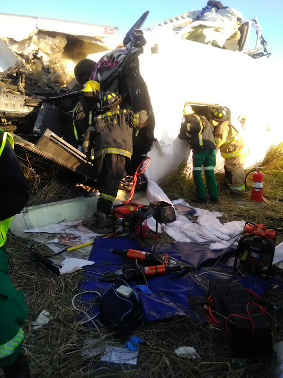 Tshwane Emergency Services on the scene after a bus and truck collided on the M17 in Patryshoek, near Tshwane, on June 10 2022.