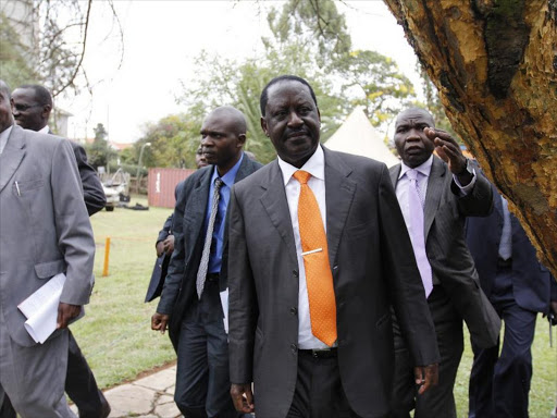 Raila Odinga after chairing the party meeting at Orange house. Photo/FILE
