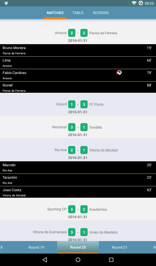 Android application Live Football - Liga Sagres screenshort