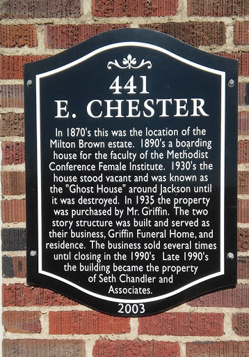 This plaque is located next to the front door of the DCA/DCPR Building in downtown. The building is the former Griffin Funeral Home, and it is now a mixed-use property (commercial and...