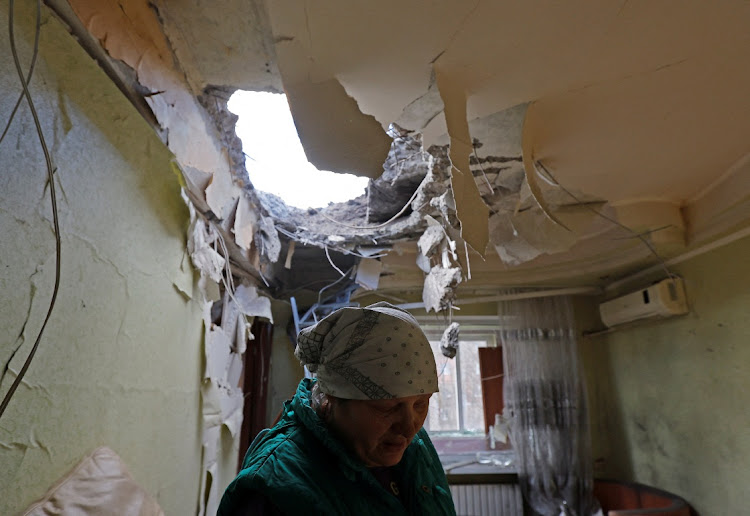 Local resident Yevgenia Suvorova, 69, stands in her apartment, which was damaged during recent shelling in the course of Russia-Ukraine conflict, in Donetsk, Russian-controlled Ukraine, April 4 2024. Picture: ALEXANDER ERMOCHENKO/REUTERS/