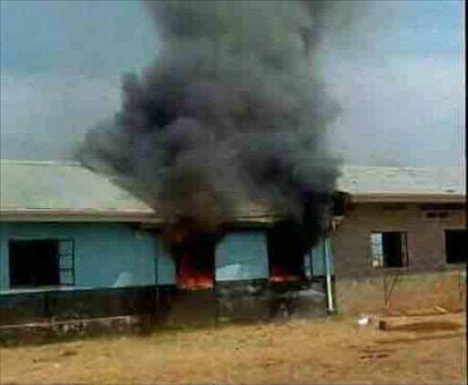 Pupils torch 'ugly' school. Picture: TWITTER