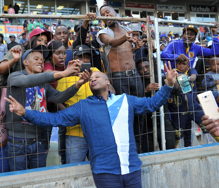 Bobby Motaung of Kaizer Chiefs poses with fans during 2017 Macufe Cup game between Bloemfontein Celtic and Kaizer Chiefs at Free State Stadium on 08 October 2017.