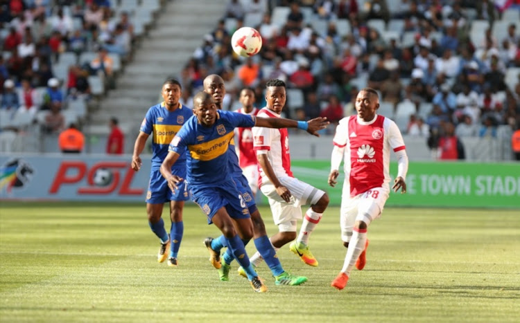 Thamsanqa Mkhize of Cape Town City during the Absa Premiership match between Ajax Cape Town and Cape Town City FC at Cape Town Stadium on September 30, 2017 in Cape Town.