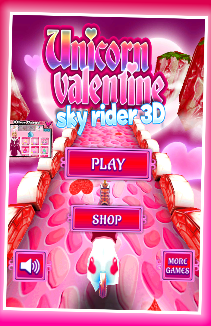 Android application Unicorn Valentine Sky Rider 3D screenshort