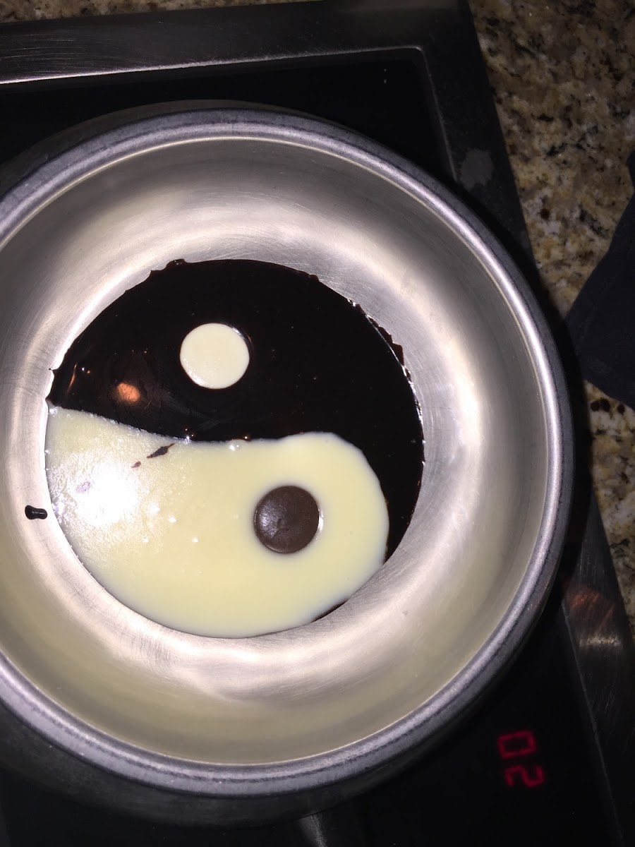 Yin yang chocolate fondue....they have a gluten free dipping plate with gf brownies, gf rice crispie