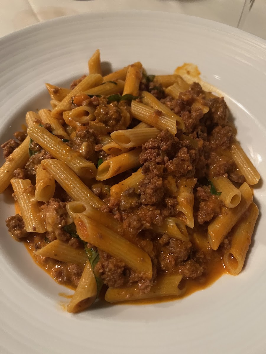 Gf penne with bolognrse