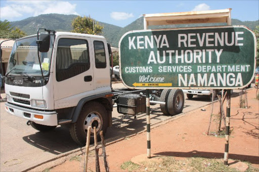 A billboard gives direction to the Kenya Revenue Authority offices at the Kenya-Tanzania border of Namanga/FILE