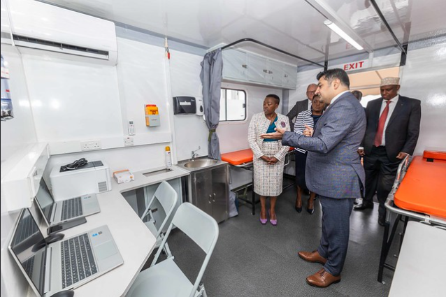 First Lady Mama Rachel Ruto inspects a mobile clinic at State House, Nairobi on November 6, 2023.