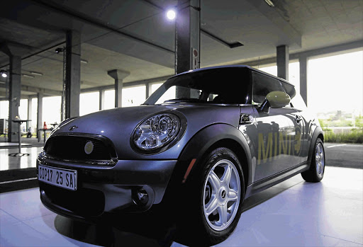 The electronic Mini E from BMW at its launch at the Moses Mabhida stadium in Durban yesterday.