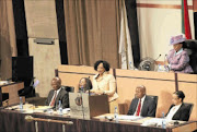 IN THE SPOTLIGHT: Gauteng premier Nomvula Mokonyane delivers the state of the province address.
Photo: LEBOHANG MASHILOANE