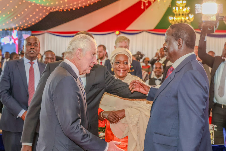 ODM leader Raila Odinga shares a moment with King Charles III at State House, Nairobi