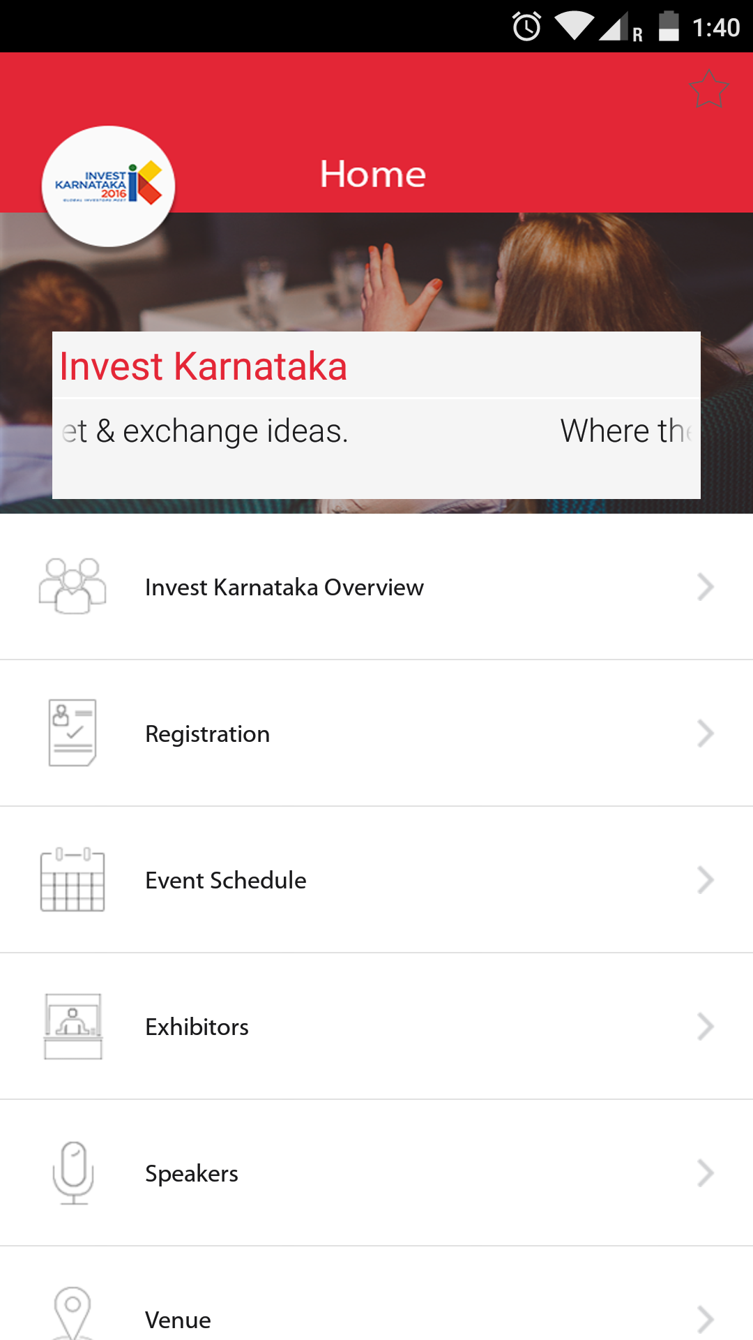 Android application Invest Karnataka 2016 screenshort