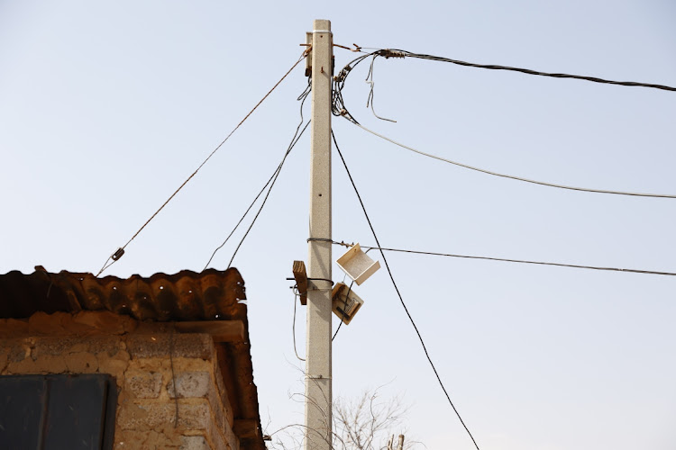 An illegal electricity connection. File picture: THULANI MBELE.