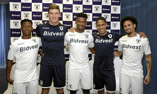 WITS BLITZ Kodisang Kobamelo, Slavko Damjanovic, Bokang Tlhone, Steven Pienaar and Dylon Claasen parade in front of cameras after being announced as Bidvest Wits' new signings on Tuesday.
