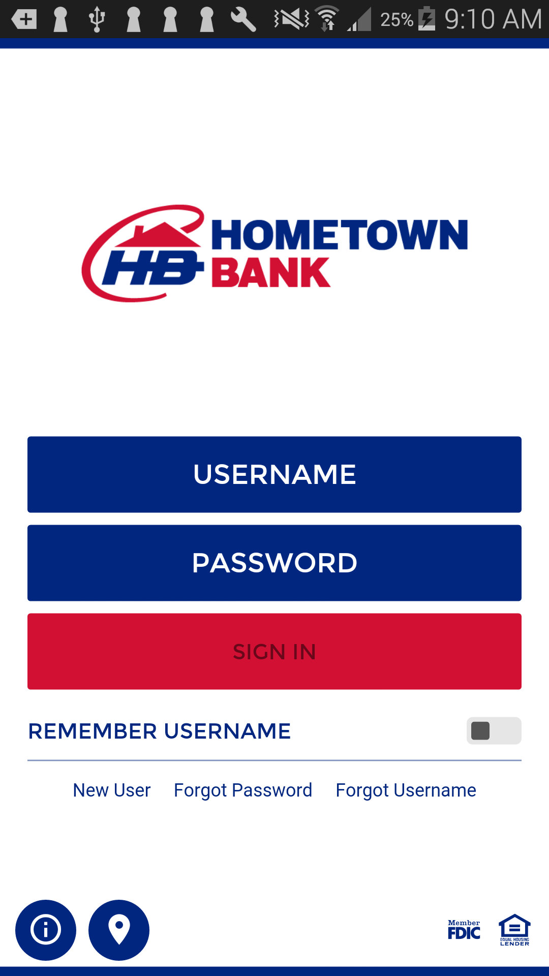 Android application Hometown Bank screenshort