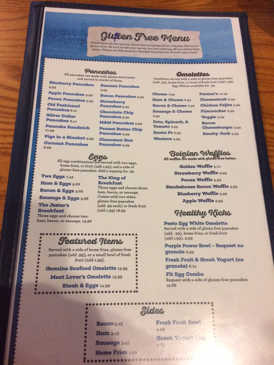 The menu