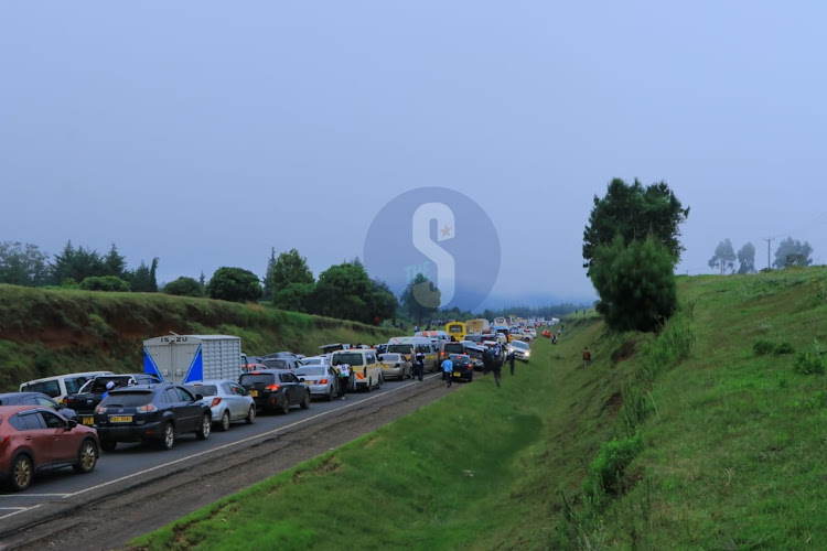 Huge traffic Snarp along Nairobi Nakuru road on April 28, 2024