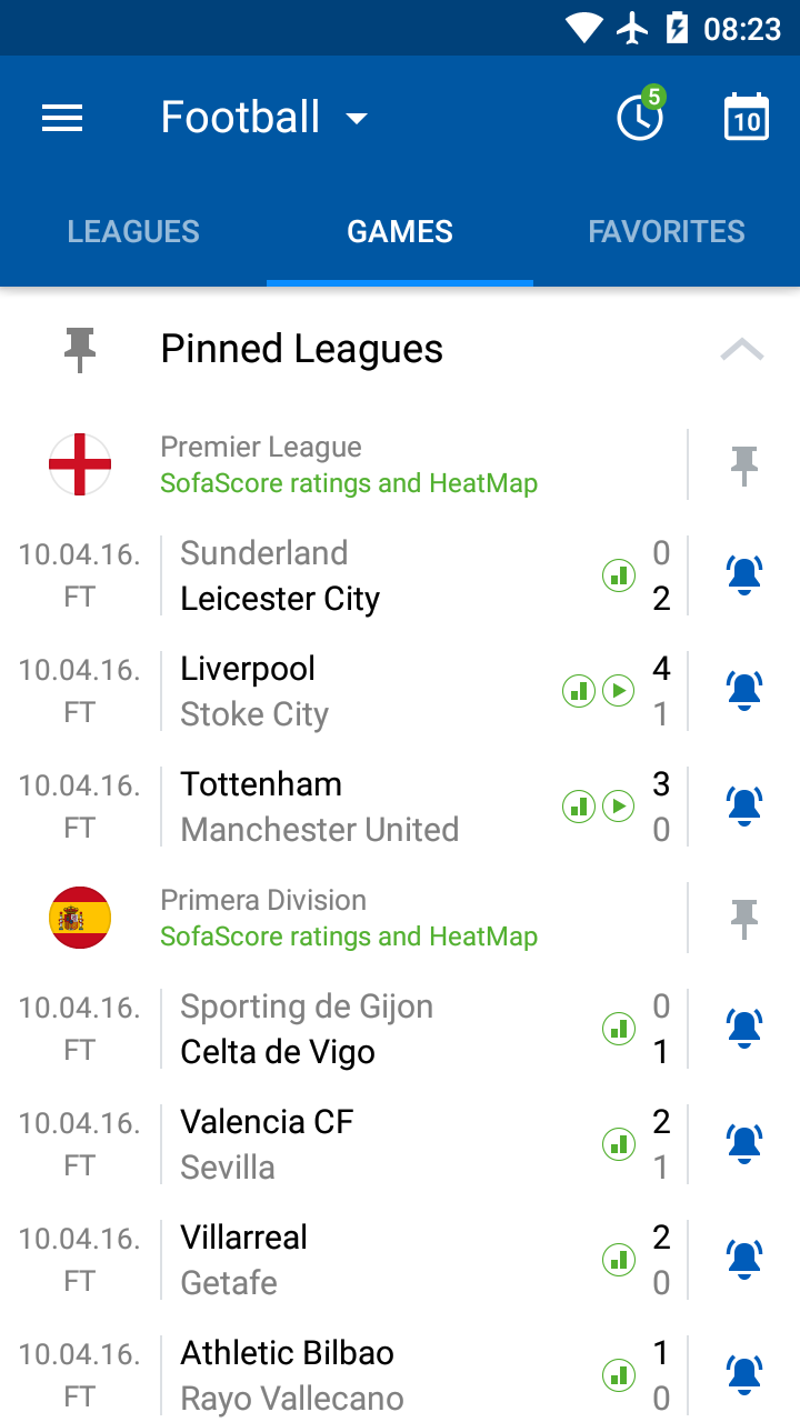 Android application Soccer live scores - SofaScore screenshort