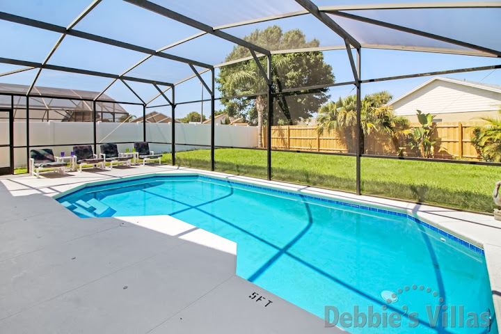 Southwest-facing pool at this Kissimmee villa