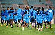 Mothobi Mvala a Mamelodi Sundowns training session at Esperenace de Tunis's home ground at Stade Olympique Hammadi Agrebi in Rades, Tunis on Friday night.