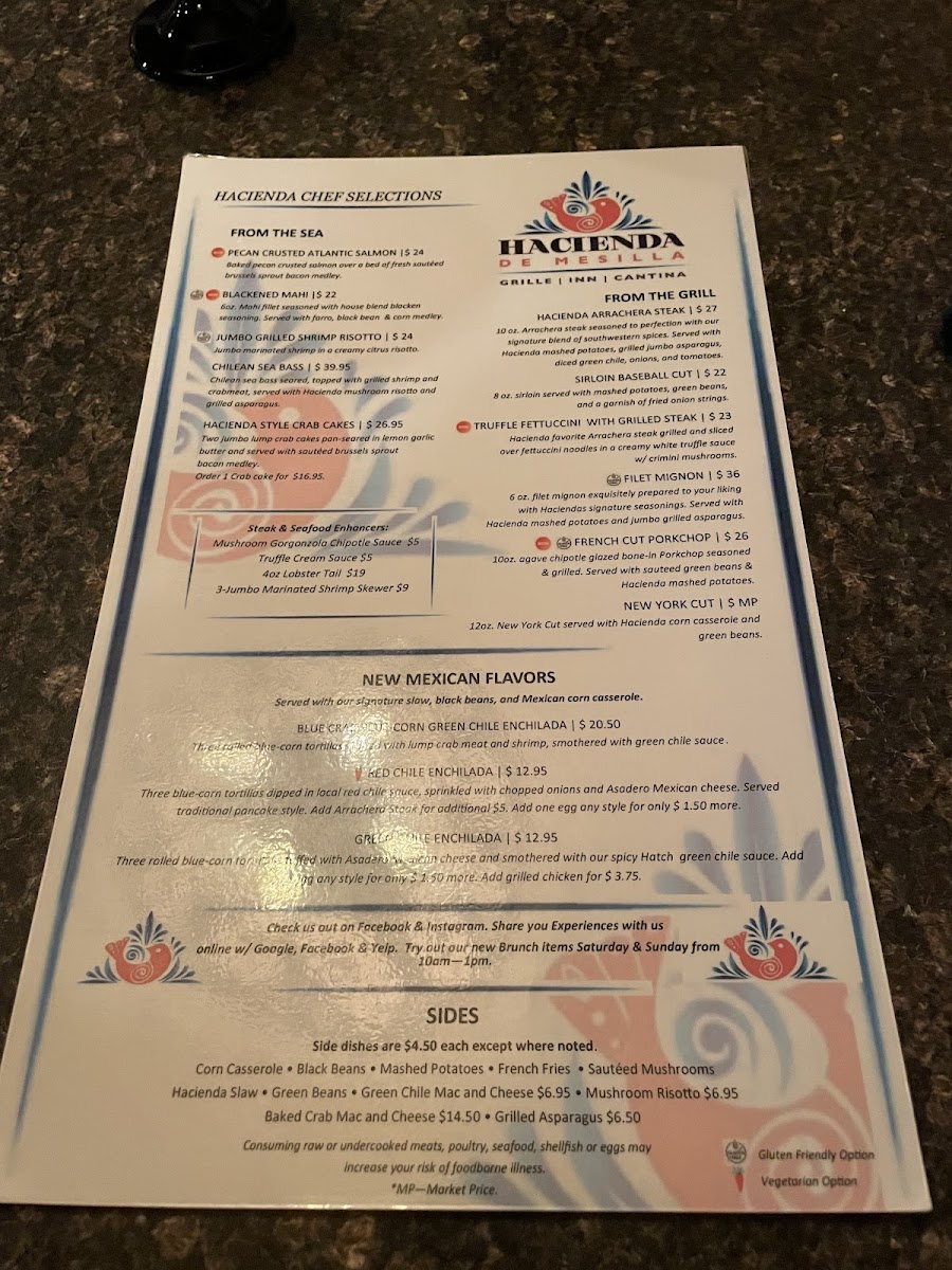 Hacienda de Mesilla gluten-free menu